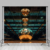 Aperturee - Aperturee Green Gold Crystal Balls Dance Hall Photo Backdrop